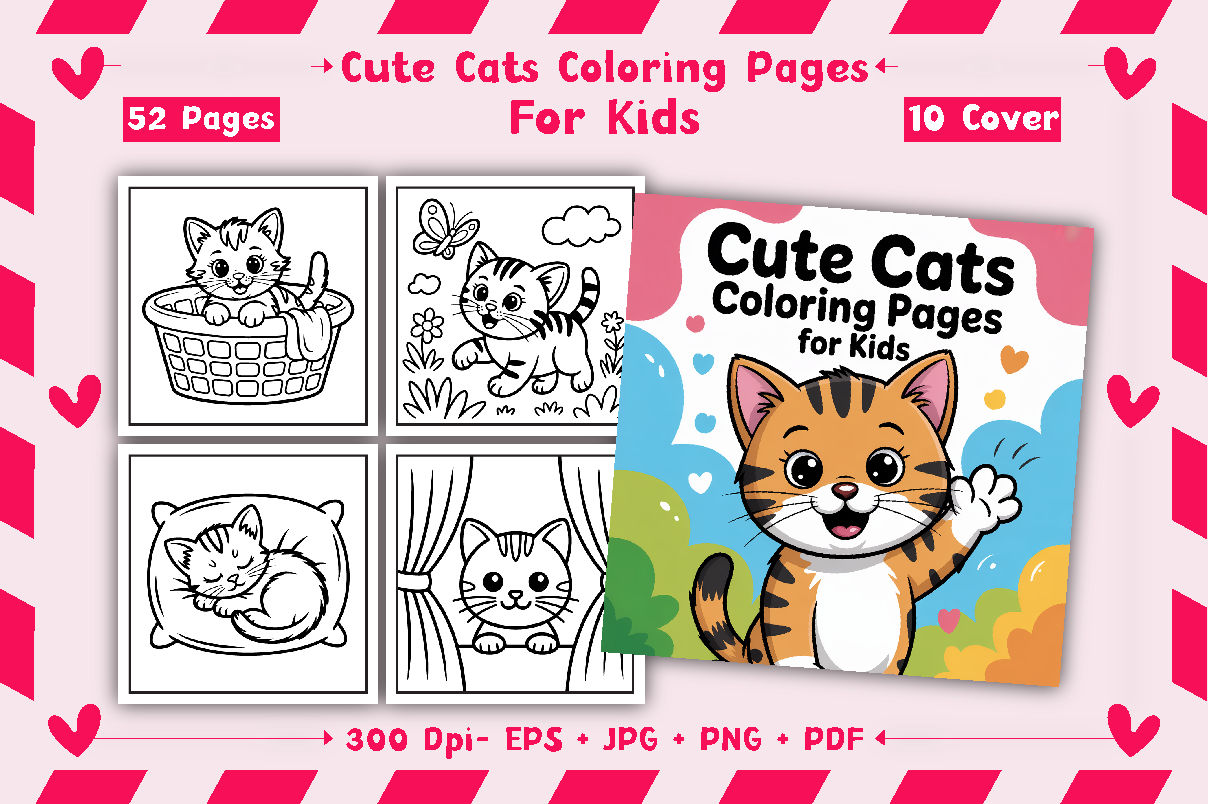 Cute Cats Coloring Pages for Kids