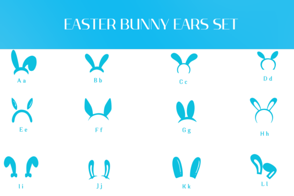 Easter Bunny Ears Set Font PNG with transparent background - Preview 1