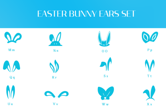 Easter Bunny Ears Set Font PNG with transparent background - Preview 2