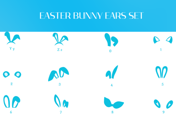 Easter Bunny Ears Set Font PNG with transparent background - Preview 3