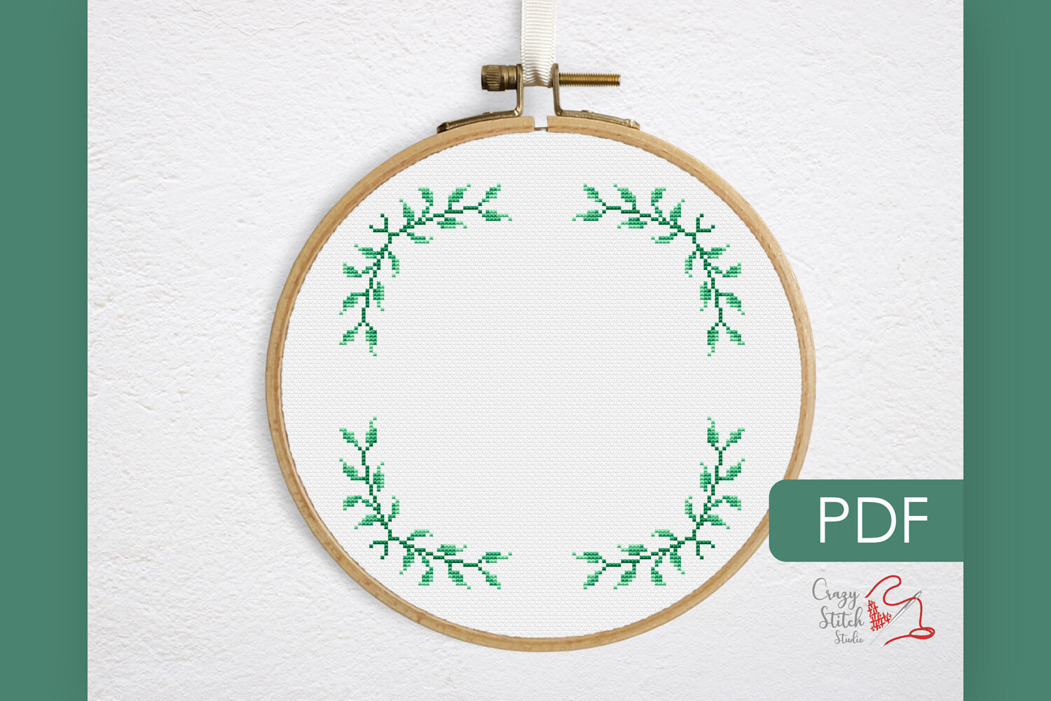 Eucalyptus Wreath Cross Stitch Pattern