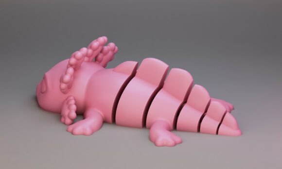 Flexi Axolotl STL 3D Print Model – Articulated Print-in-Place Toy - Image 10