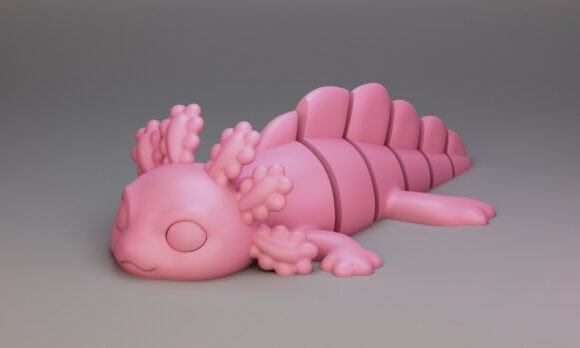 Flexi Axolotl STL 3D Print Model – Articulated Print-in-Place Toy - Image 8