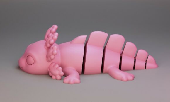 Flexi Axolotl STL 3D Print Model – Articulated Print-in-Place Toy - Image 9