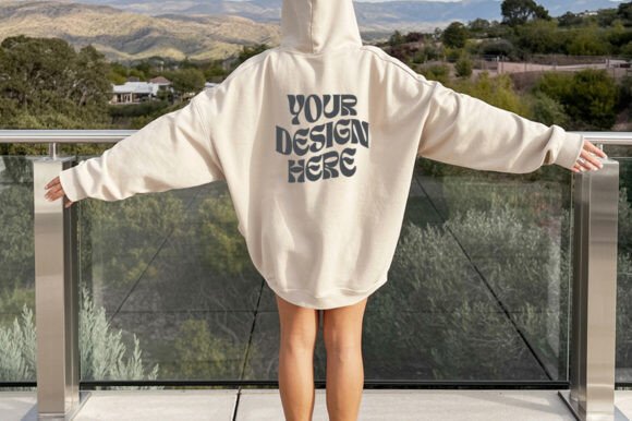 Gildan 18500 Sand Hoodie Back Mockup