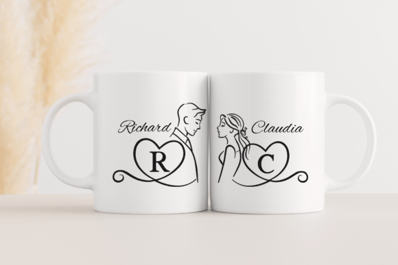 Love Couple Monogram Font PNG with transparent background - Preview 2