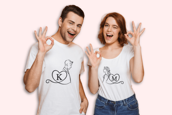 Love Couple Monogram Font PNG with transparent background - Preview 6