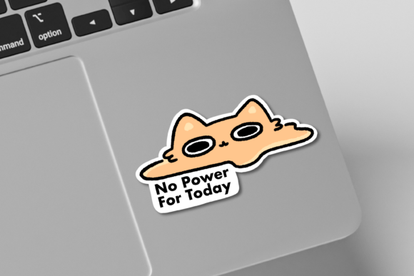 No Power Cat Sticker Grafik Druckbare Illustrationen Von Burnout Studio