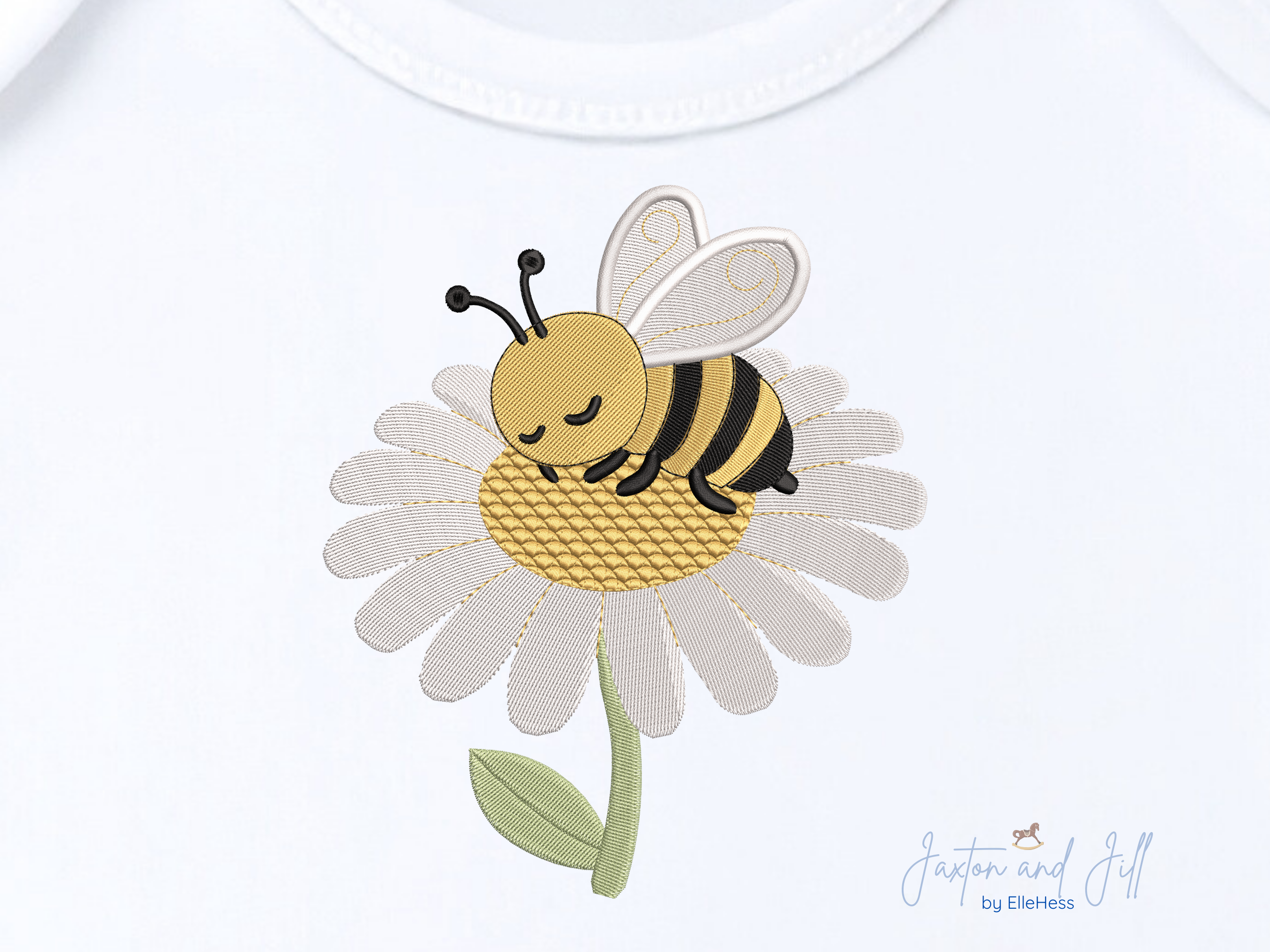 Sleeping Bee on Daisy Embroidery Design