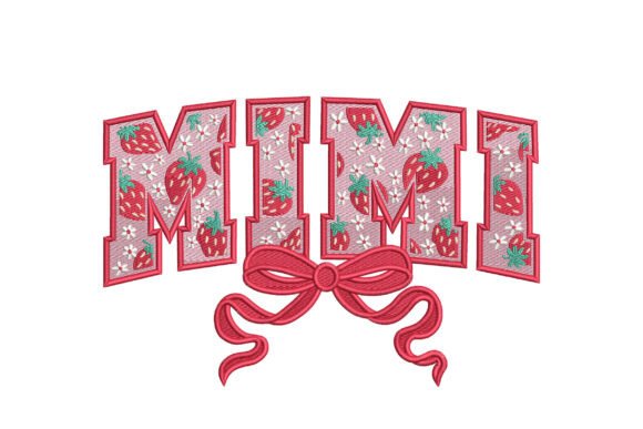 Strawberry Mini Bow Applique Text