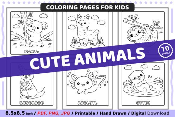 Cute Animals Coloring Pages for Kids
