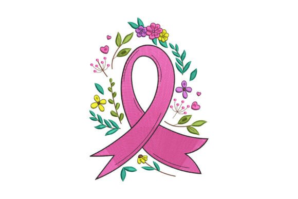 Floral Cancer Awareness Ribbon