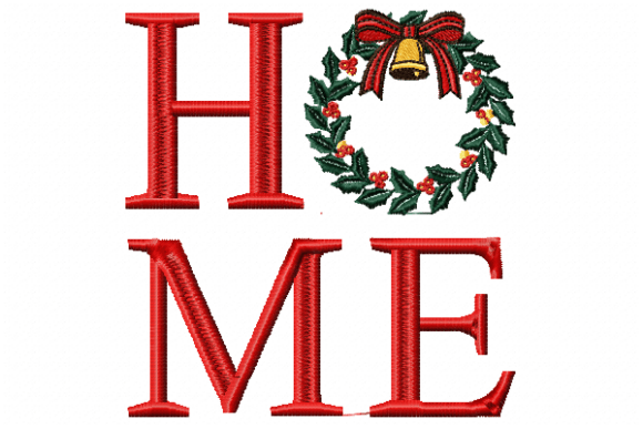 Home Christmas Wreath Embroidery Design