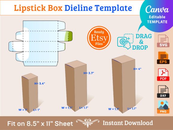 Lipstick Box Template Graphic Boxes & Cartons By DesignConcept