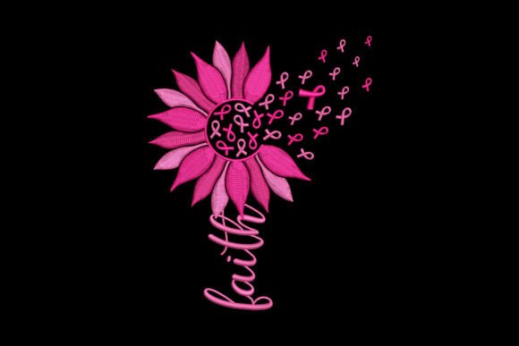 Pink Ribbon Flower Faith Breast Cancer
