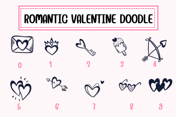 Romantic Valentine Doodle Font PNG with transparent background - Preview 3