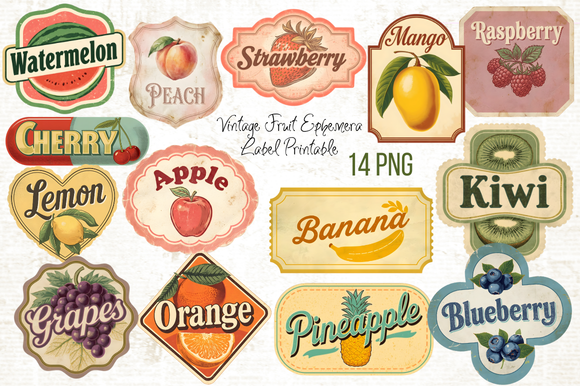 Vintage Fruit Ephemera Label Printable