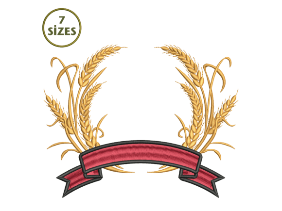 Wheat Name Frame (Digital Download) Floral Wreaths Embroidery Design By EDMEmbroidery
