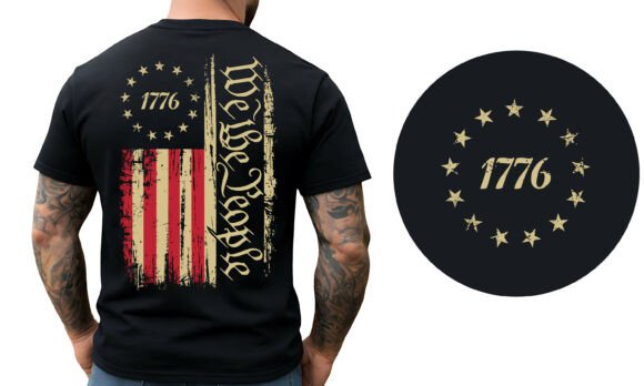 1776 Patriotic USA Flag Design Graphic T-shirt Designs By Crafts Station