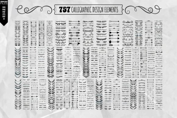 757 SVG Calligraphic Design Elements Set