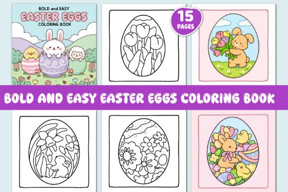 BOLD and EASY EASTER EGGS COLORING BOOK
