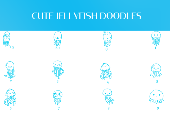 Cute Jellyfish Doodles Font - Preview 3