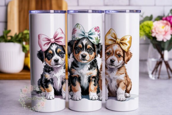 Cute Puppy Bows 20oz Tumbler Wrap puppy sublimation wrap PNG