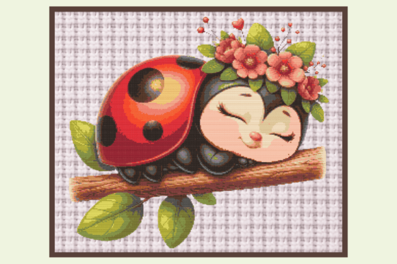 Cute Sleeping Ladybug with Flowers – Kaw