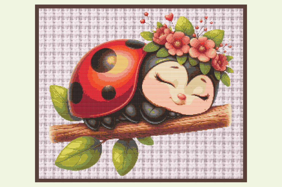 Cute Sleeping Ladybug with Flowers – Kaw