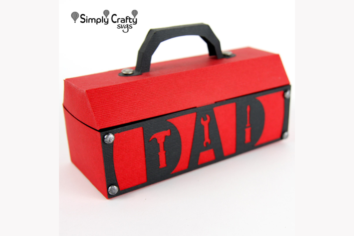 Dad Tool Box SVG designed as a realistic 3D toolbox gift container