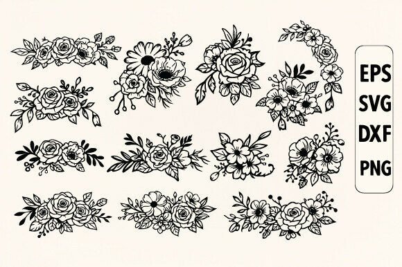Decorative Floral Elements SVG Bundle