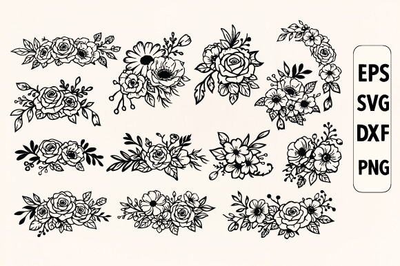 Decorative Floral Elements SVG Bundle