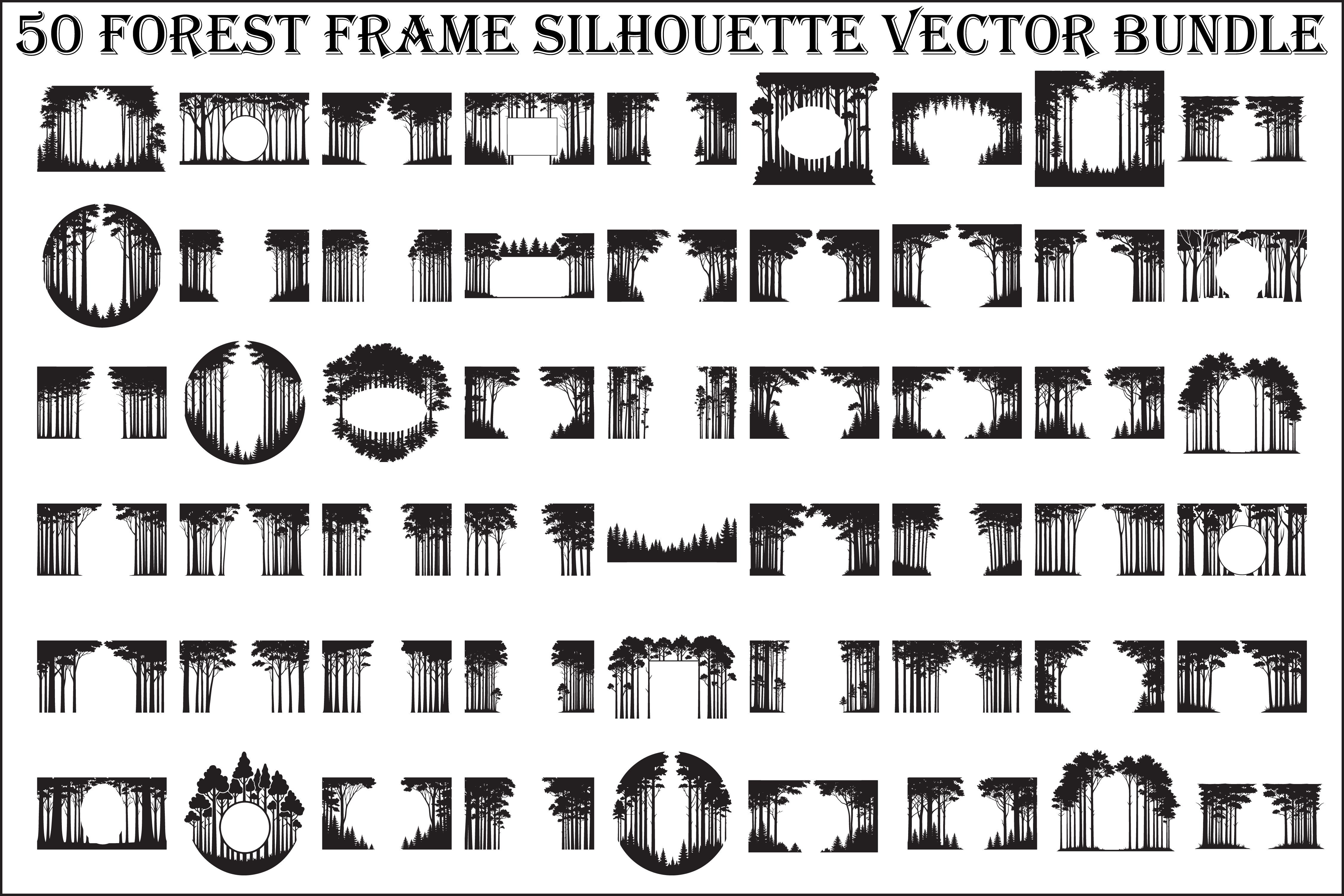 Forest Frame Silhouette SVG Bundle