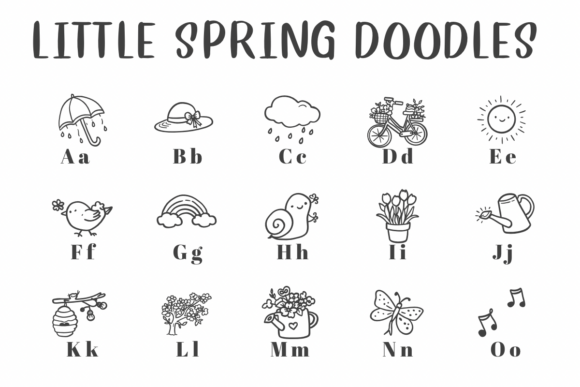 Little Spring Doodles Font PNG with transparent background - Preview 1