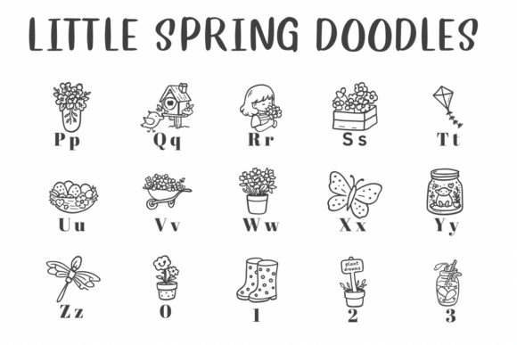 Little Spring Doodles Font PNG with transparent background - Preview 6