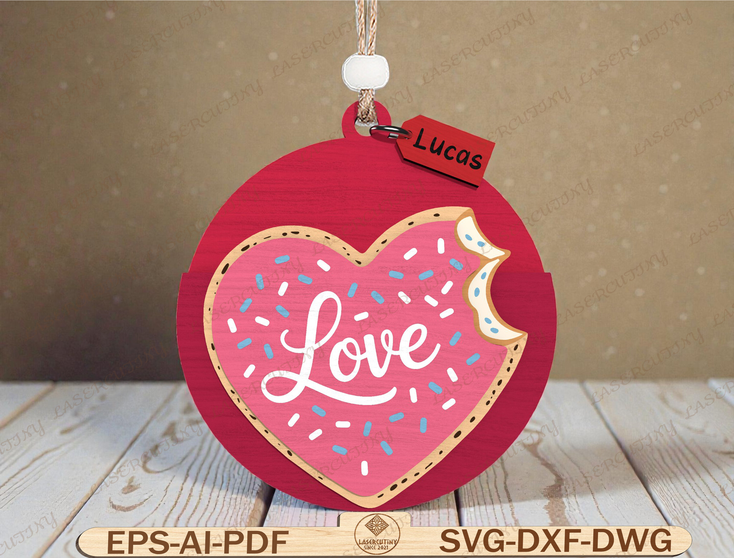 Love Heart Valentine Ornament SVG