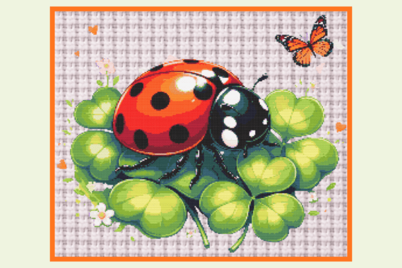 Lucky Ladybug on Clover Leaves – Cute Pi