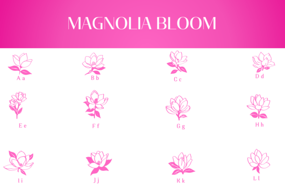 Magnolia Bloom Font PNG with transparent background - Preview 1