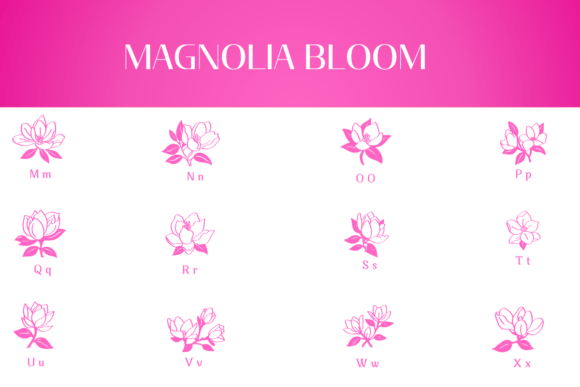 Magnolia Bloom Font PNG with transparent background - Preview 2