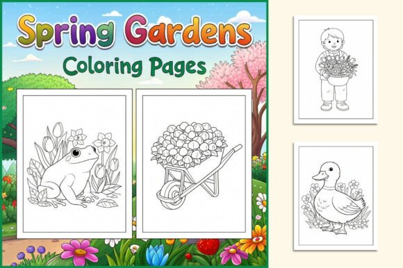 Spring Gardens Coloring Pages for Kids