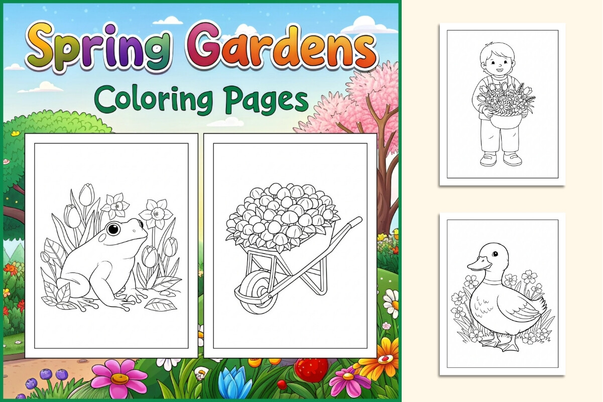 Spring Gardens Coloring Pages for Kids