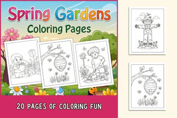 Spring Gardens Coloring Pages for Kids