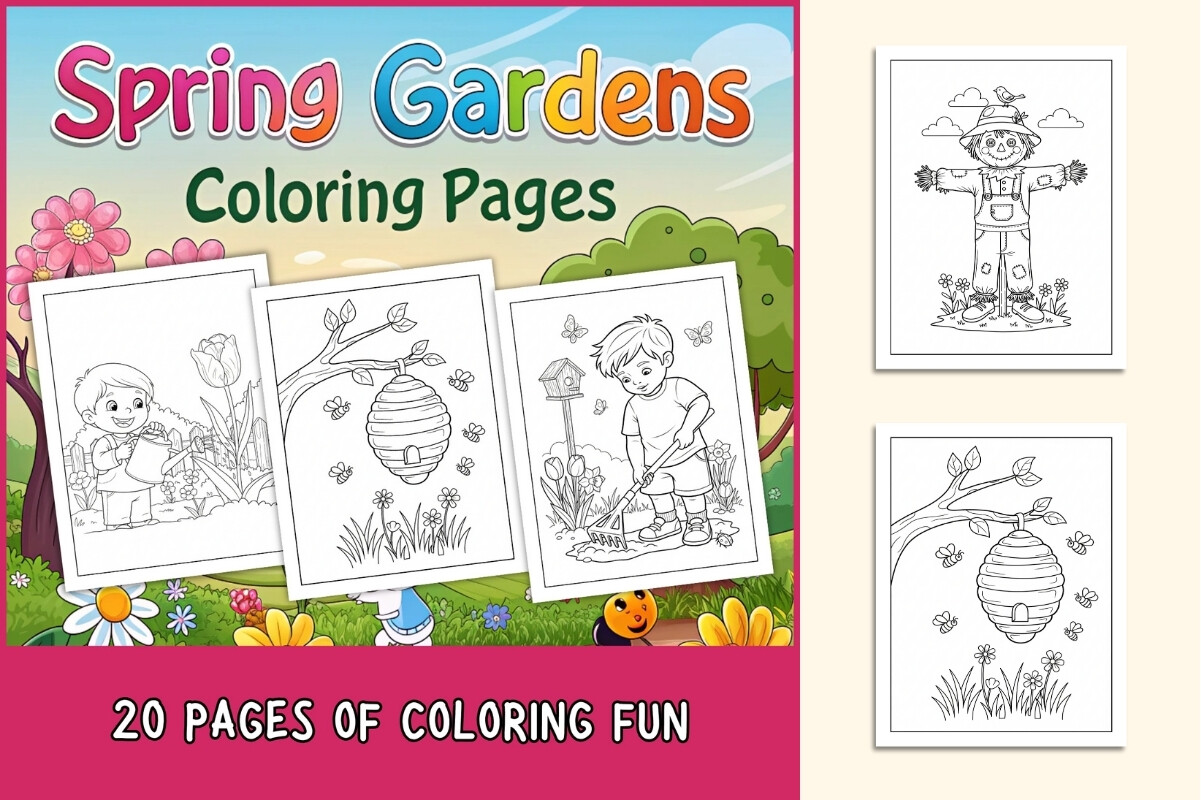 Spring Gardens Coloring Pages for Kids
