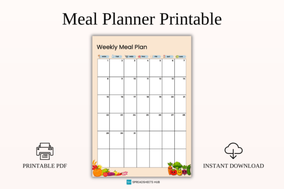 Weekly Meal Planner Calendar Printable