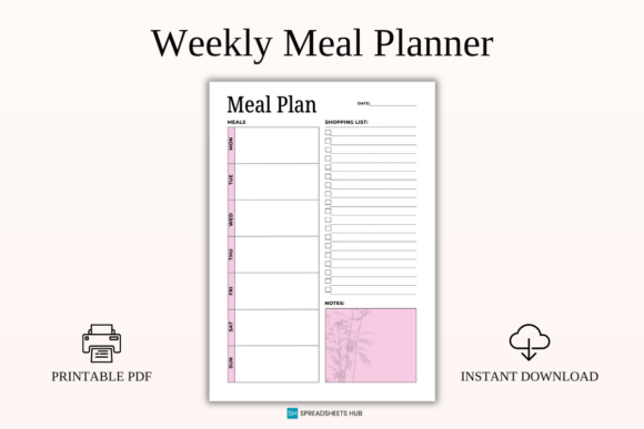 Weekly Meal Planner and Grocery List PDF