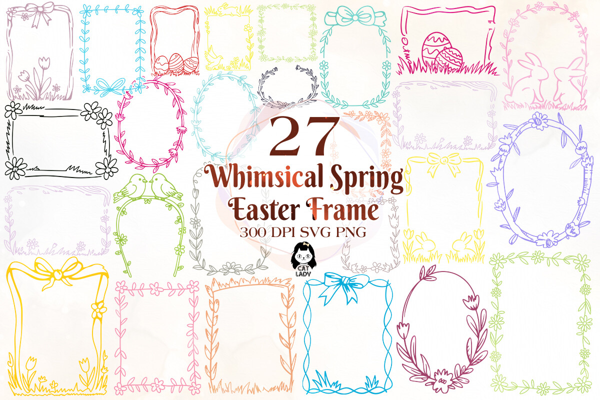 Whimsical Spring Easter Flower Frame SVG