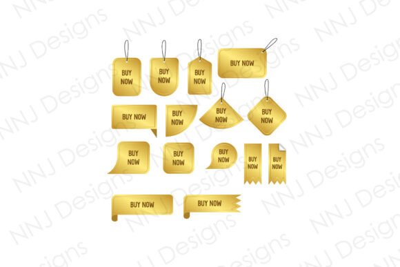 15 Buy Now Gold Label PNG Bundle