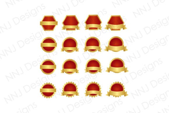 16 Gold & Red Label PNG Bundle
