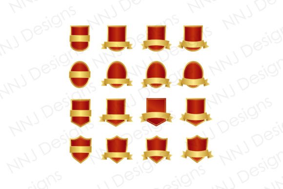 16 Gold & Red Label PNG Bundle