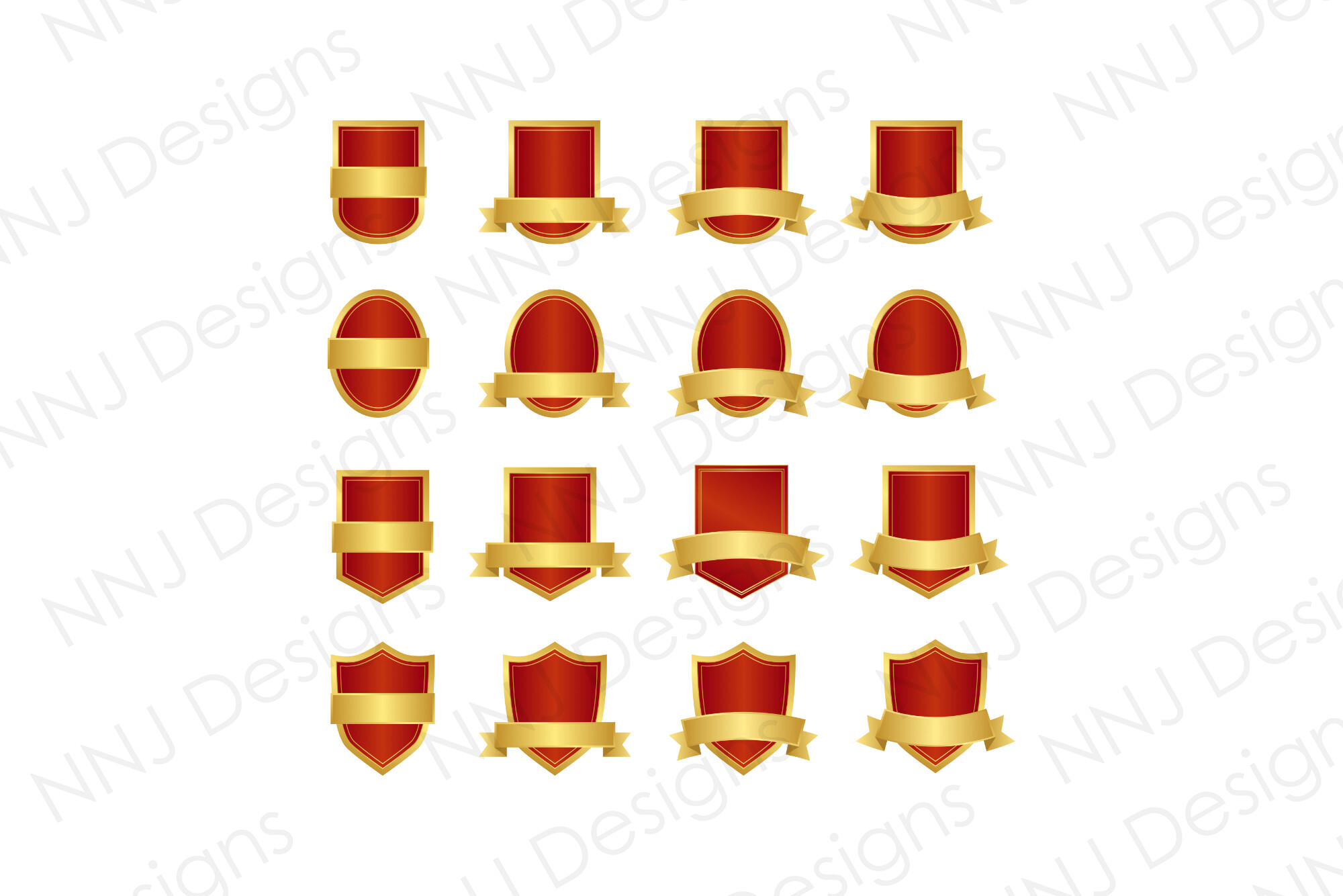 16 Gold & Red Label PNG Bundle
